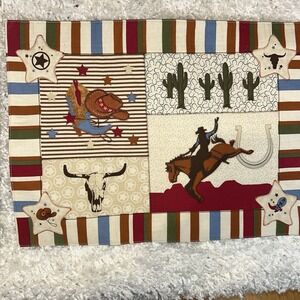Home Studio Set 4 Western Design Table Placemats Top Stitched 13x18